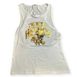 PINK VICTORIA’S SECRET Women’s White Gold “I’m With Herky” Racerback Tank Top Si